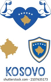 Bandera Y Abrigo Y Mapa De Kosovo