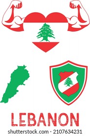 Flagge und Kohle und Karte Libanons