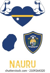 Flag And Coat And Map Of Nauru