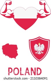 Flag And Coat And Map Of Poland