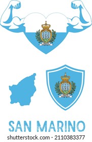 Bandera Y Abrigo Y Mapa De San Marino