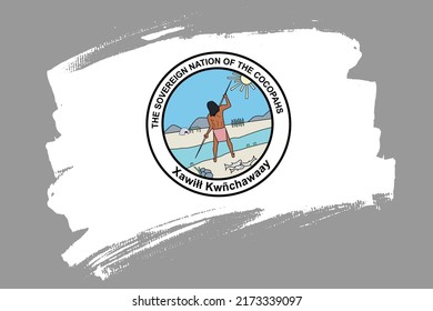 Flag of the Cocopah Indian Reservation, USA. A Cocopah Indian Tribe banner brush concept. Horizontal vector Illustration isolated on white background.  