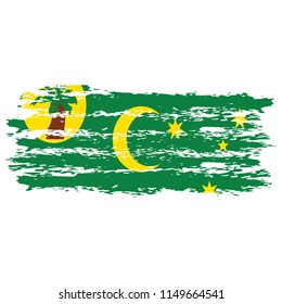 Flag of Cocos the illustration vector on a white background, brush stroke Design Elements