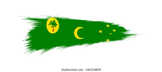Flag of Cocos Islands in grunge brush stroke, vector grunge illustration.