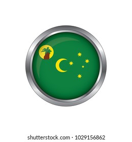Flag of Cocos Islands as round glossy icon. Button with Cocos Islands flag.isolated, banner vector illustration. Vector illustration eps10.