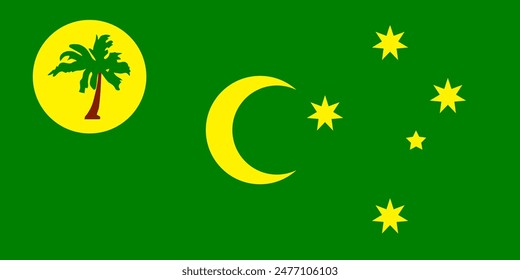 Flag of Cocos Islands vector. Indian ocean islands, part of Australia territory.