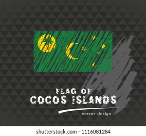 Flag of Cocos Islands, vector pen illustration on black background