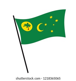 Flag of Cocos Islands , Cocos Islands flag waving isolated vector illustration