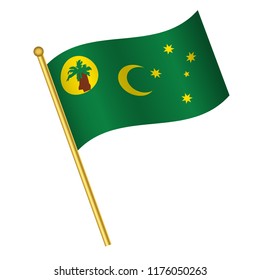 Flag of Cocos Islands,Cocos Islands  flag Golden waving isolated vector illustration eps10.