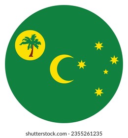 Flag of the Cocos (Keeling) Islands. Button flag icon. Standard color. Circle icon flag. Computer illustration. Digital illustration. Vector illustration.