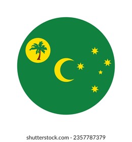 Bandera de las Islas Cocos (Keeling). Icono de indicador de botón. Color estándar. Indicador de icono de círculo. Ilustración del equipo. Ilustración digital. Ilustración vectorial.