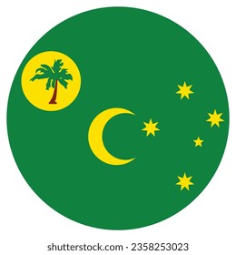 Flag of the Cocos (Keeling) Islands. Button flag icon. Standard color. Circle icon flag. Computer illustration. Digital illustration. Vector illustration.