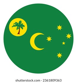 Flag of the Cocos (Keeling) Islands. Button flag icon. Standard color. Circle icon flag. Computer illustration. Digital illustration. Vector illustration.