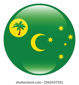Flag of the Cocos (Keeling) Islands. Button flag icon. Standard color. Circle icon flag. 3d illustration. Computer illustration. Digital illustration. Vector illustration.