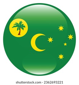 Flag of the Cocos (Keeling) Islands. Button flag icon. Standard color. Circle icon flag. 3d illustration. Computer illustration. Digital illustration. Vector illustration.