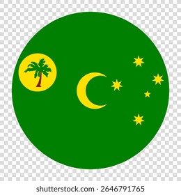 Flag of Cocos (Keeling) Islands. Cocos (Keeling) Islands circle flag logo icon computer vector illustration design. Checkerboard background.