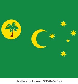 Flag of the Cocos (Keeling) Islands. Flag icon. Standard color. A square flag. Computer illustration. Digital illustration. Vector illustration.