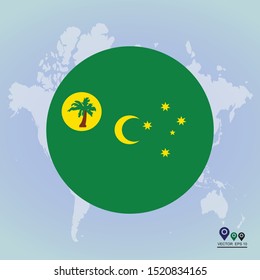 Flag of Cocos (Keeling) Islands Round Glossy Icon. Vector illustration eps 10.
