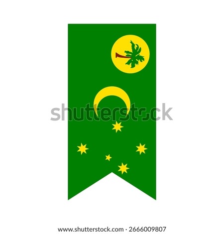 Flag of Cocos (Keeling) Islands. Cocos (Keeling) Islands vertical flag icon digital vector illustration. The hanging flag.
