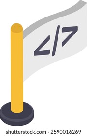 Flag with code symbol. Feature flags Concept Vector Icon Design, Software and web development symbol, Computer Programming and Coding stock illustration