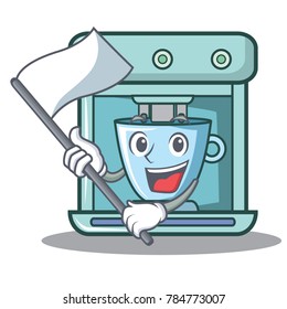 With flag coffee maker character cartoon