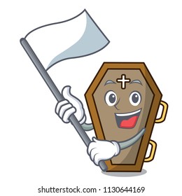 With flag coffin mascot cartoon style vector illustration