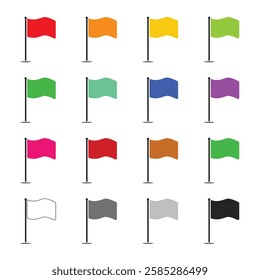 Flag collection icons. Linear style signs for mobile concept and web design. Simple vector icons of colorful flags. Illustrations of symbols, logos. Perfect pixel vector graphics