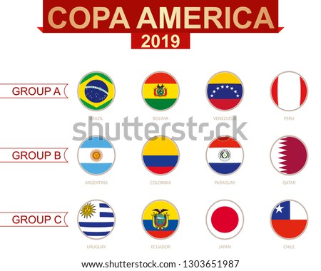 Flag collection sorted by group. Vector illustration.