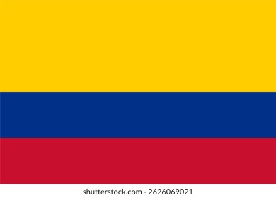 A bandeira da Colômbia, com proporções precisas e cores oficiais. Imagem vetorial.