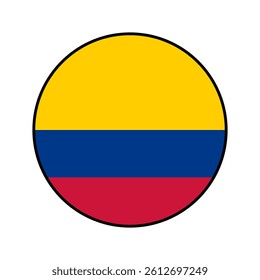 Flag of Colombia. Black edge. Colombia circle flag logo icon computer vector illustration design.