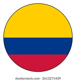 Flag of Colombia. Black edge. Colombia circle flag logo icon computer vector illustration design.