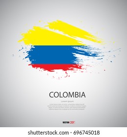 Flag of Colombia with brush stroke