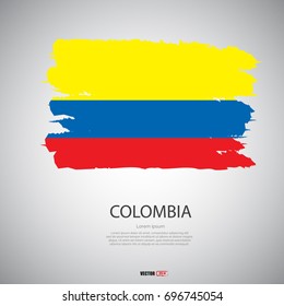 Flag of Colombia with brush stroke