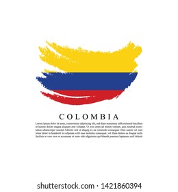 Flag of Colombia with brush stroke effect and information text poster, Colombia flag template design. Vector Eps 10