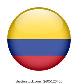 flag of Colombia, button round glossy icon