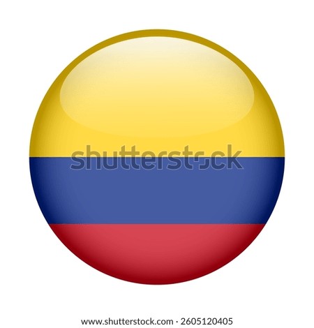 flag of Colombia, button round glossy icon