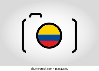 The flag of Colombia in a Camera Lens