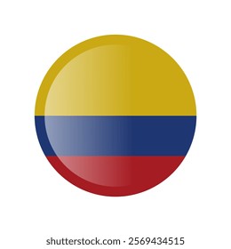 The flag of colombia. Circle icon flag. Button flag icon. Standard color. 3d illustration. glossy circle badge	