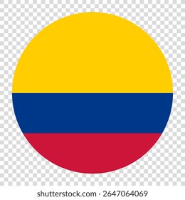 Flag of Colombia. Colombia circle flag logo icon computer vector illustration design. Transparent checkerboard background.