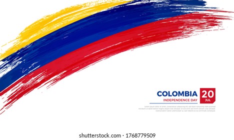 Flag of Colombia country. Happy Independence day of Colombia background with grunge brush flag illustration