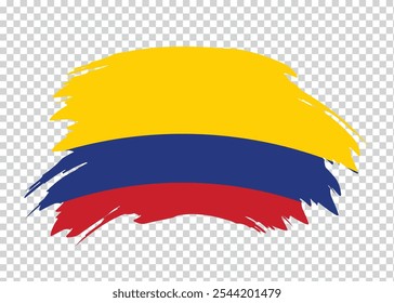 Flag of Colombia with distressed paint stroke brush effect on isolated background