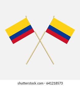 Flag of Colombia with flagpole. Vector illustration.