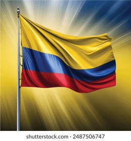 flag of colombia, flutters in the air, epic, independence of colombia