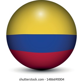 Flag of Colombia in the form of a ball isolated on white background.