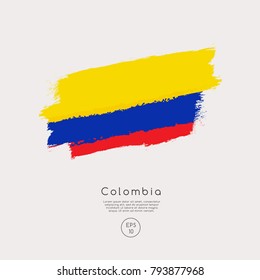Flag of Colombia in Grunge Brush Stroke : Vector Illustration