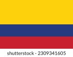 The flag of Colombia. Flag icon. Standard color. Standard size. Rectangular flag. Computer illustration. Digital illustration. Vector illustration.