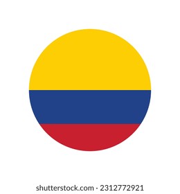 The flag of Colombia. Flag icon. Standard color. Round flag. Computer illustration. Digital illustration. Vector illustration.