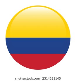 The flag of Colombia. Flag icon. Standard color. A round flag. 3d illustration. Computer illustration. Digital illustration. Vector illustration.