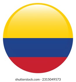 The flag of Colombia. Flag icon. Standard color. A round flag. 3d illustration. Computer illustration. Digital illustration. Vector illustration.