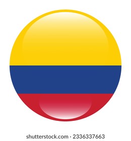 The flag of Colombia. Flag icon. Standard color. Circle icon flag. 3d illustration. Computer illustration. Digital illustration. Vector illustration.